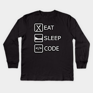 Coder - Eat Sleep Code Kids Long Sleeve T-Shirt